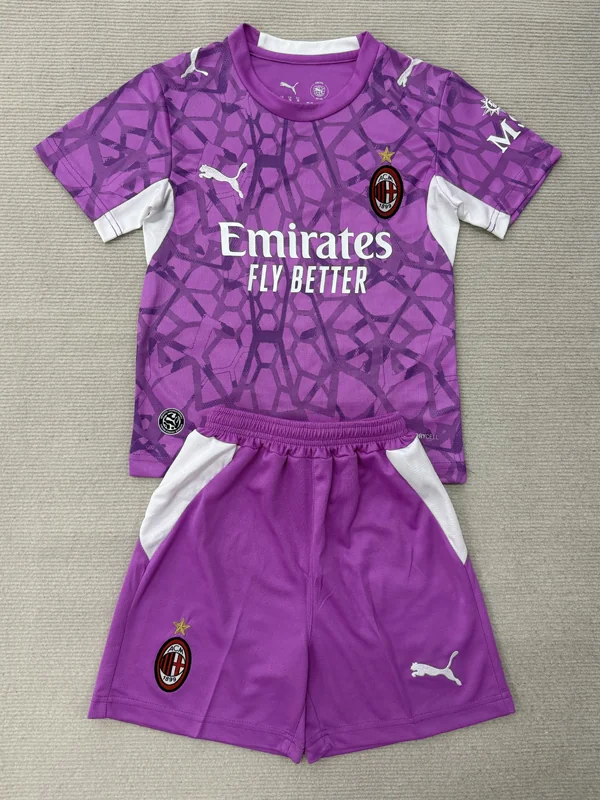 AC Milan 2026/27 Goalkeeper Purple Kids Kit Fan Version - Front View | KFCOOL