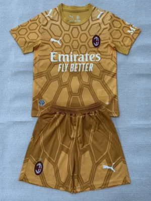 AC Milan 2026/27 Goalkeeper Yellow Kids Kit Fan Version - Front View | KFCOOL