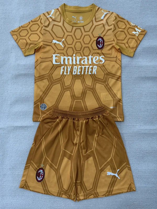 AC Milan 2026/27 Goalkeeper Yellow Kids Kit Fan Version - Front View | KFCOOL