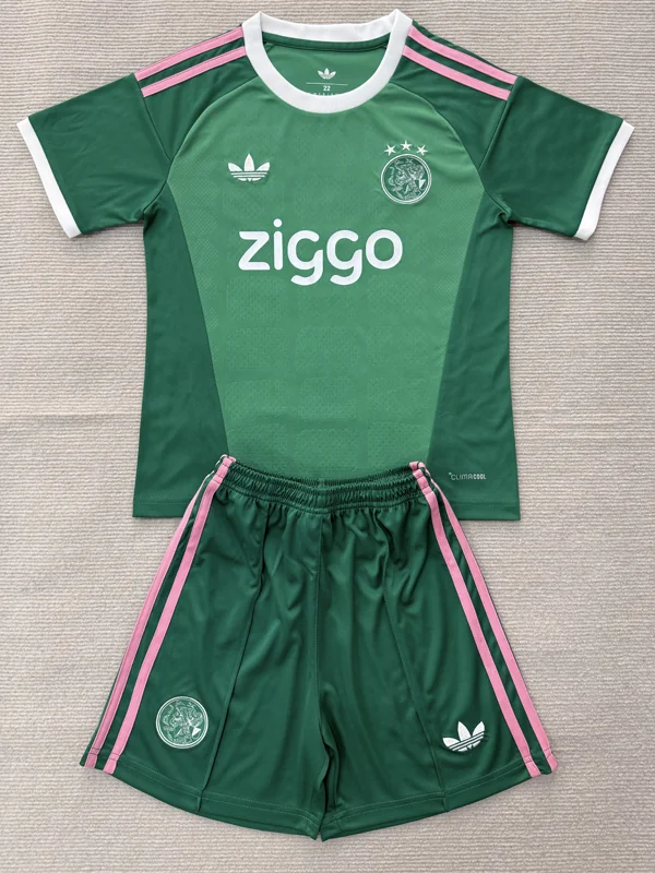 Ajax 2026/27 Goalkeeper Green Kids Kit Fan Version - Front View Ajax 2026/27 Goalkeeper Green Kids Kit Fan Version - Front View | KFCOOL