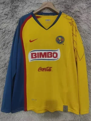 Club America 2007/08 Retro Home Long Sleeve Jersey Fan Version - Front View | KFCOOL