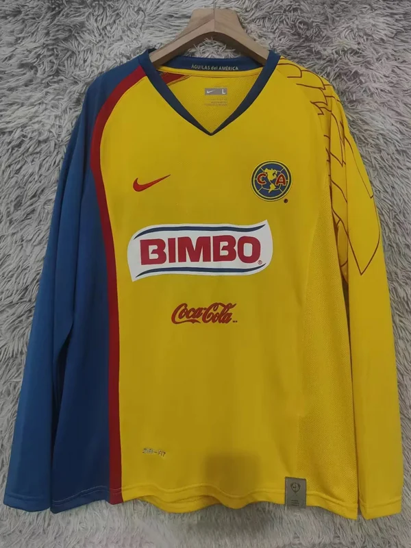 Club America 2007/08 Retro Home Long Sleeve Jersey Fan Version - Front View | KFCOOL