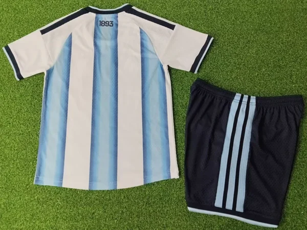 Argentina 2026/27 Home Kids Kit Player Version - Back View - KFCool – Football Jerseys & Soccer Kits Store Argentina 2026/27 Home Kids Kit Player Version - Back View | KFCOOL