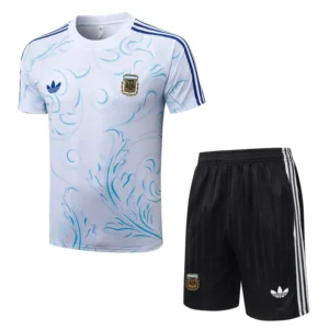 Argentina 2026/27 White Blue Training Short Suit - Front View | KFCOOL