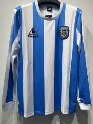 Argentina 1986/87 Retro Home Long Sleeve Jersey Fan Version - Front View Argentina 1986/87 Retro Home Long Sleeve Jersey Fan Version - Front View | KFCOOL