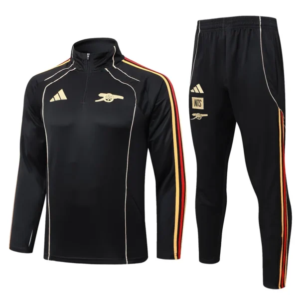 Arsenal 2025/26 Black Half Pull Tracksuit - Front View | KFCOOL