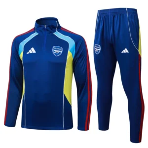 Arsenal 2025/26 Blue Yellow Half Pull Tracksuit - Front View Arsenal 2025/26 Blue Yellow Half Pull Tracksuit - Front View | KFCOOL