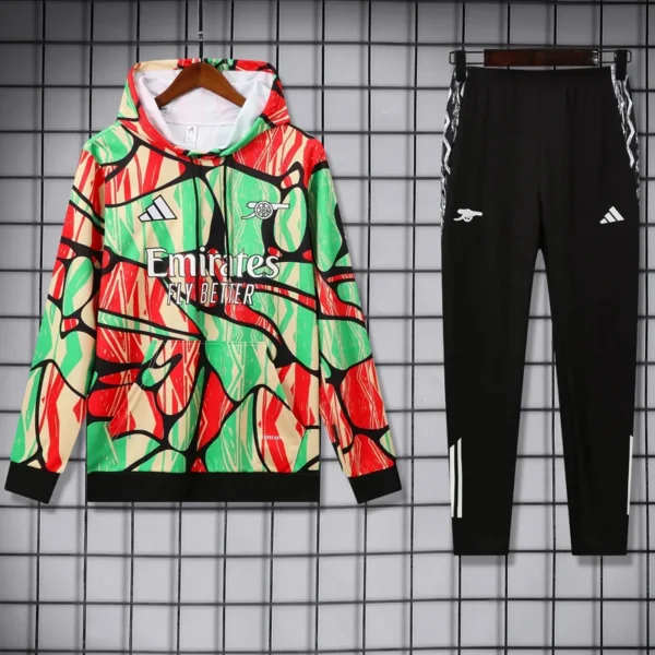 Arsenal 2025/26 Green Orange Hoodie Tracksuit - Front View | KFCOOL