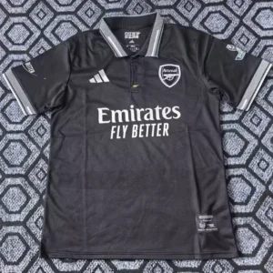 Arsenal 2025/26 Black Polo Shirt - Front View Arsenal 2025/26 Black Polo Shirt - Front View | KFCOOL