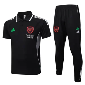 Arsenal 2025/26 Black Short Sleeve Pants Suit - Front View Arsenal 2025/26 Black Short Sleeve Pants Suit - Front View | KFCOOL