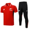 Arsenal 2025/26 Red Black Short Sleeve Pants Suit - Front View | KFCOOL