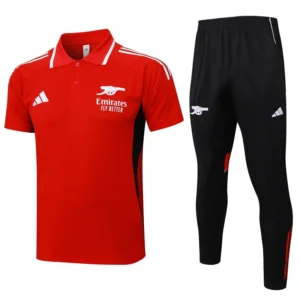 Arsenal 2025/26 Red Black Short Sleeve Pants Suit - Front View Arsenal 2025/26 Red Black Short Sleeve Pants Suit - Front View | KFCOOL