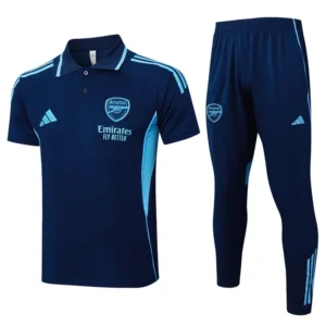 Arsenal 2025/26 Blue Short Sleeve Pants Suit - Front View Arsenal 2025/26 Blue Short Sleeve Pants Suit - Front View | KFCOOL