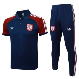 Arsenal 2025/26 Blue Red Short Sleeve Pants Suit - Front View Arsenal 2025/26 Blue Red Short Sleeve Pants Suit - Front View | KFCOOL