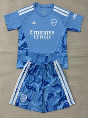 Arsenal 2026/27 Goalkeeper Blue Kids Kit Fan Version - Front View | KFCOOL