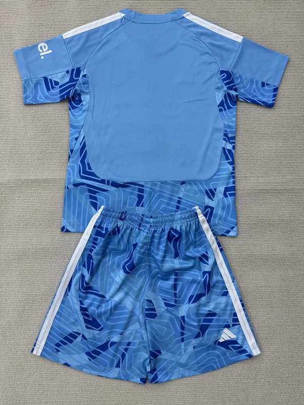 Arsenal 2026/27 Goalkeeper Blue Kids Kit Fan Version - Back View | KFCOOL