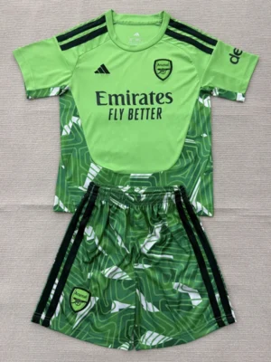 Arsenal 2026/27 Goalkeeper Green Kids Kit Fan Version - Front View | KFCOOL