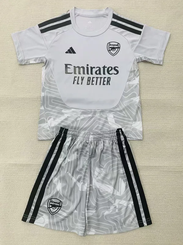 Arsenal 2026/27 Goalkeeper Grey Kids Kit Fan Version - Front View | KFCOOL