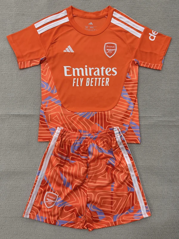 Arsenal 2026/27 Goalkeeper Orange Kids Kit Fan Version - Front View | KFCOOL