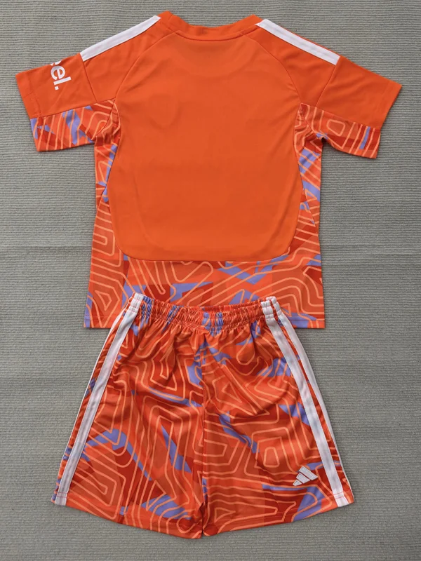 Arsenal 2026/27 Goalkeeper Orange Kids Kit Fan Version - Back View | KFCOOL