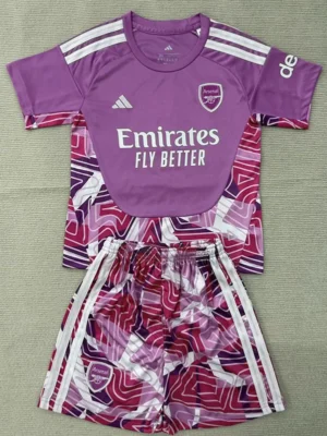 Arsenal 2026/27 Goalkeeper Pink Purple Kids Kit Fan Version - Front View | KFCOOL
