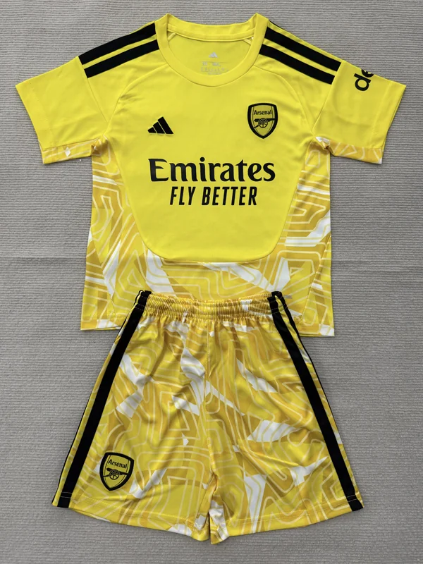Arsenal 2026/27 Goalkeeper Yellow Kids Kit Fan Version - Front View | KFCOOL