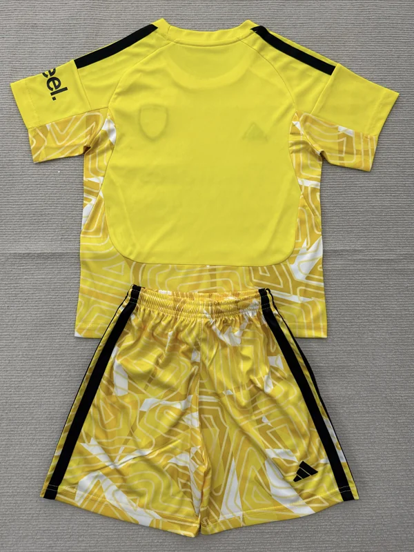 Arsenal 2026/27 Goalkeeper Yellow Kids Kit Fan Version - Back View | KFCOOL