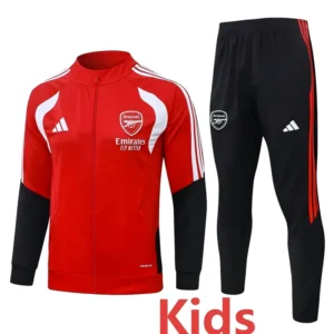 Arsenal 2026/27 White Red Kids Jacket Tracksuit - Front View Arsenal 2026/27 White Red Kids Jacket Tracksuit - Front View | KFCOOL
