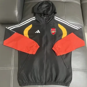 Arsenal 2026/27 Black Red Windbreaker - Front View Arsenal 2026/27 Black Red Windbreaker - Front View | KFCOOL
