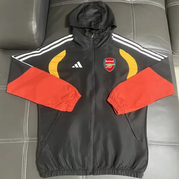 Arsenal 2026/27 Black Red Windbreaker - Front View | KFCOOL