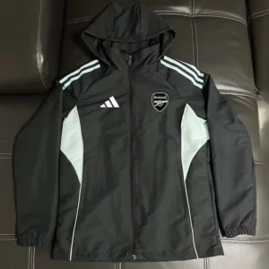 Arsenal 2026/27 Black White Windbreaker - Front View Arsenal 2026/27 Black White Windbreaker - Front View | KFCOOL