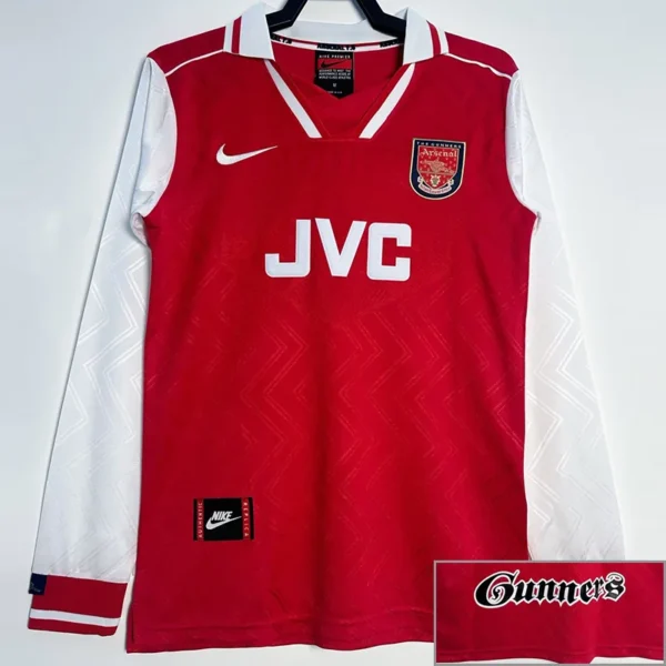 Arsenal 1996/97 Retro Home Long Sleeve Jersey Fan Version - Front View | KFCOOL