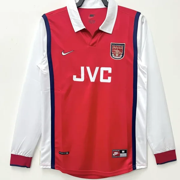 Arsenal 1998/99 Retro Home Long Sleeve Jersey Fan Version - Front View | KFCOOL