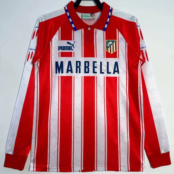 Atlético Madrid 1994/95 Retro Home Long Sleeve Jersey Fan Version - Front View Atlético Madrid 1994/95 Retro Home Long Sleeve Jersey Fan Version - Front View | KFCOOL