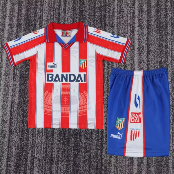 Atlético Madrid 1996/97 Retro Home Kids Kit Fan Version - Front View | KFCOOL