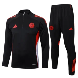 Bayern Munich 2025/26 Black Half Pull Tracksuit - Front View Bayern Munich 2025/26 Black Half Pull Tracksuit - Front View | KFCOOL