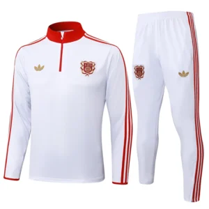 Bayern Munich 2025/26 White Red Half Pull Tracksuit - Front View Bayern Munich 2025/26 White Red Half Pull Tracksuit - Front View | KFCOOL