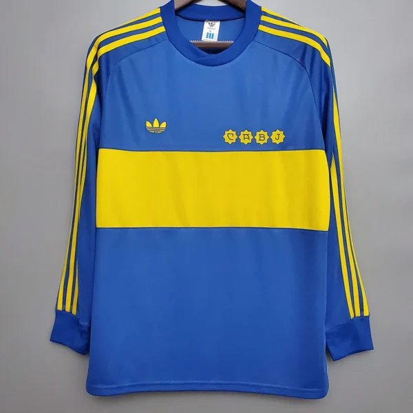Boca Juniors 1981/82 Retro Home Long Sleeve Jersey Fan Version - Front View | KFCOOL
