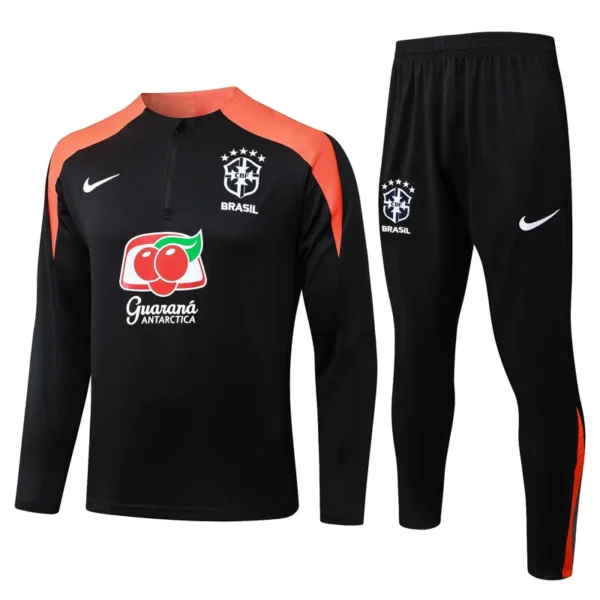 Brazil 2025/26 Black Half Pull Tracksuit - Front View - KFCool – Football Jerseys & Soccer Kits Store Brazil 2025/26 Black Half Pull Tracksuit - Front View | KFCOOL