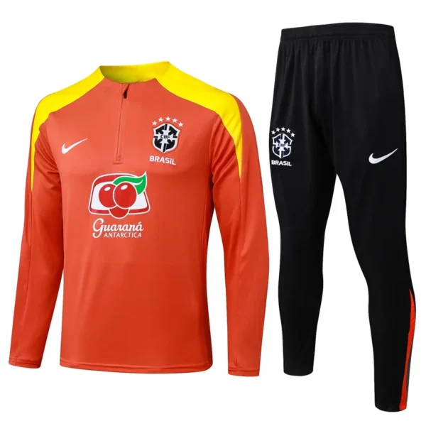 Brazil 2025/26 Orange Half Pull Tracksuit - Front View - KFCool – Football Jerseys & Soccer Kits Store Brazil 2025/26 Orange Half Pull Tracksuit - Front View | KFCOOL
