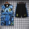 Brazil 2025/26 Blue Sleeveless Shorts - Front View | KFCOOL