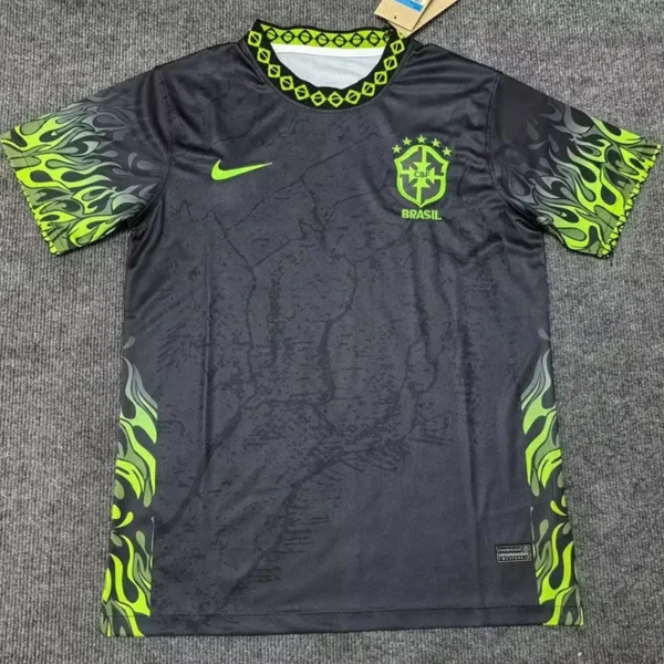 Brazil 2025/26 Black Green Special Edition Training Shirt - Front View | KFCOOL