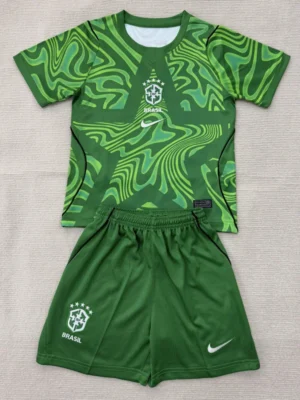 Brazil 2026/27 Goalkeeper Kids Kit Fan Version - Front View | KFCOOL