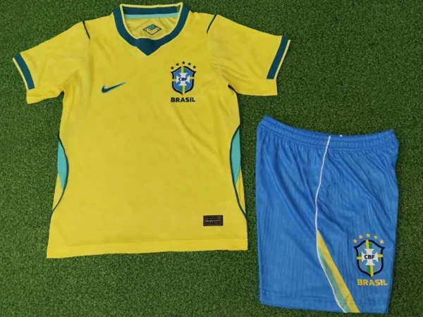 Brazil 2026/27 Home Kids Kit Player Version - Back View | KFCOOL