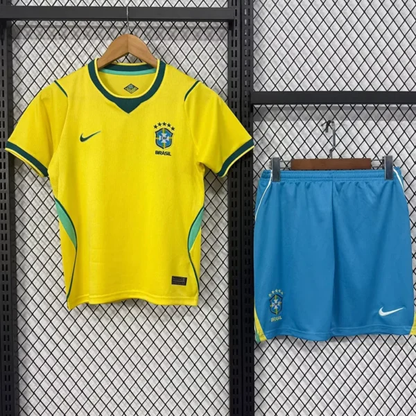 Brazil 2026/27 Home Yellow Kids Kit Player Version - Front View - KFCool – Football Jerseys & Soccer Kits Store Brazil 2026/27 Home Yellow Kids Kit Player Version - Front View | KFCOOL