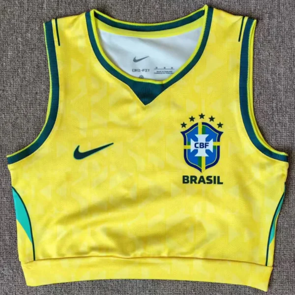 Brazil 2026/27 Home Sleeveless Women Yoga Vest - Front View | KFCOOL