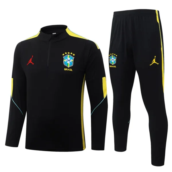 Brazil 2026/27 Black Half Pull Tracksuit - Front View | KFCOOL
