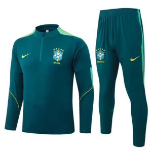 Brazil 2026/27 Dark Green Half Pull Tracksuit - Front View Brazil 2026/27 Dark Green Half Pull Tracksuit - Front View | KFCOOL