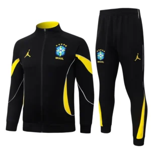 Brazil 2026/27 Black Yellow Jacket Tracksuit - Front View | KFCOOL