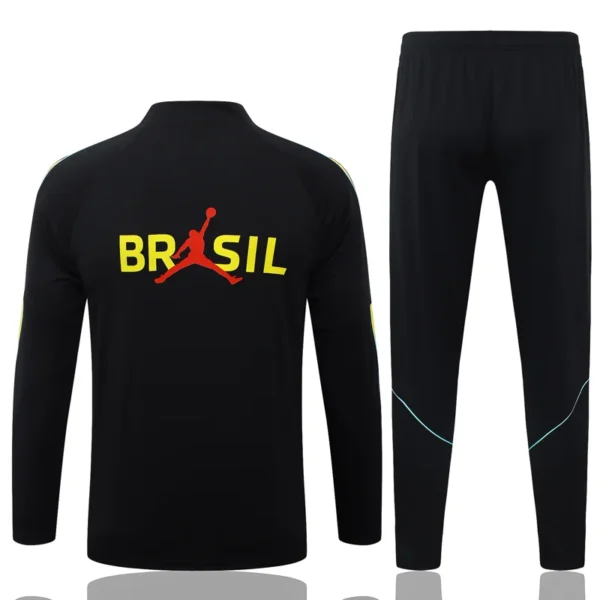 Brazil 2026/27 Black Yellow Kids Half Pull Tracksuit - Back View | KFCOOL